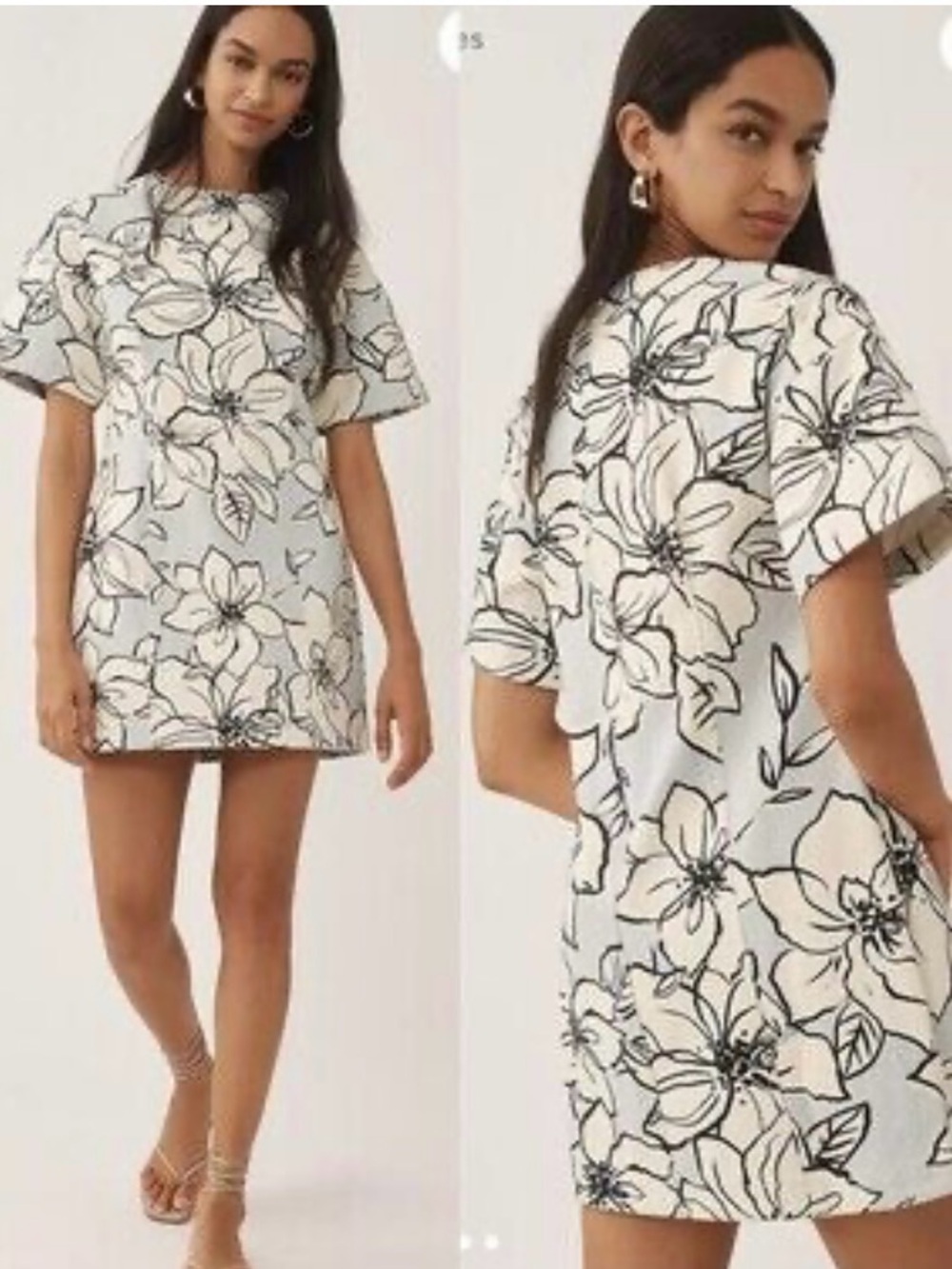 Dhruv Kapoor mini floral short sleeve denim dress. Size XXS